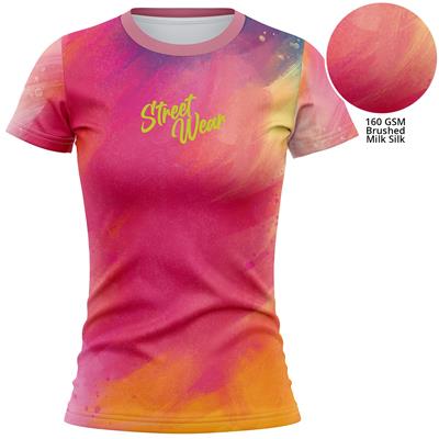 LADIES 160 GSM BRUSHED MILK SILK SUBLIMATION SHORT SLEEVE T-SHIRT