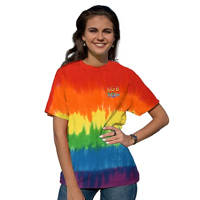 RAINBOW TIE-DYE PRE-SHRUNK 100% HEAVYWEIGHT COTTON T-SHIRT - PROMOTIONAL CORPORATE GIFT