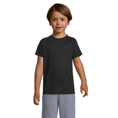 SPORTY CHILDRENS TEE SHIRT 140G in Black