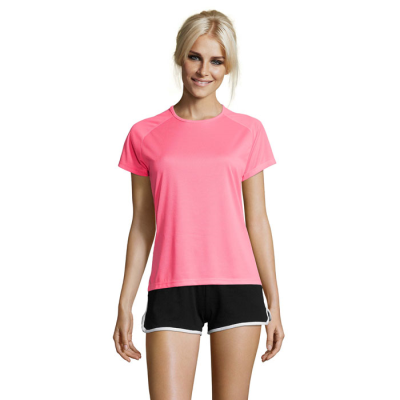 SPORTY LADIES TEE SHIRT POLYES in Pink