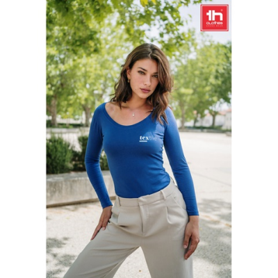 THC BUCHAREST LADIES LONG-SLEEVED SCOOP NECK FITTED TEE SHIRT FOR LADIES 100% CARDED COTTON