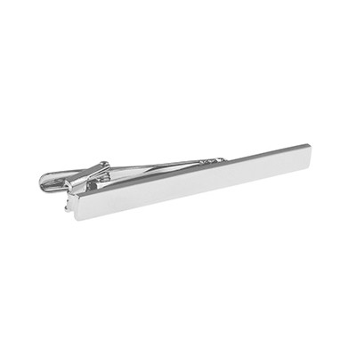 RHODIUM PLATED SQUARE CORNERS TIE CLIP