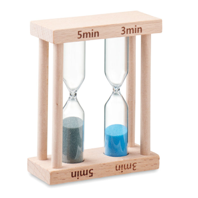 SET OF 2 WOOD SAND TIMERS in Brown