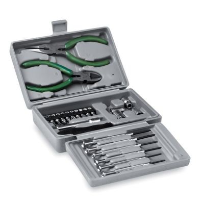 FOLDING 25 PIECE TOOL SET in Silver