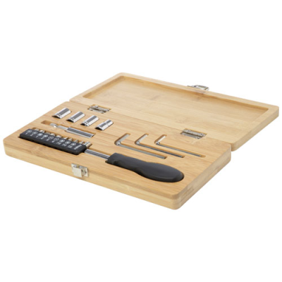 RIVET 19-PIECE BAMBOO & RECYCLED PLASTIC TOOL SET in Natural