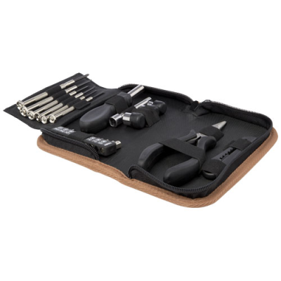 SPIKE 24-PIECE RCS RECYCLED PLASTIC TOOL SET with Cork Pouch in Natural