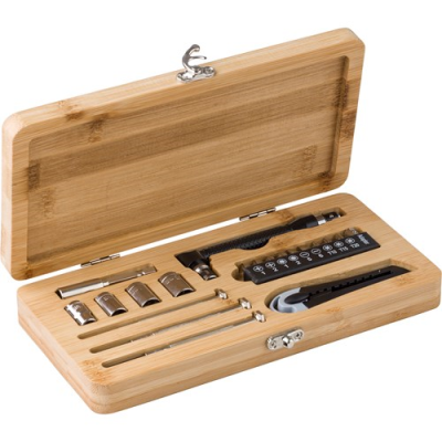 TOOL SET in Bamboo Case (20Pc) in Brown