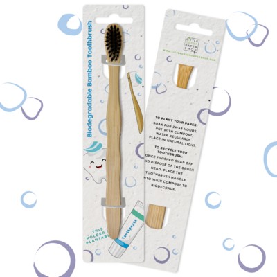 BAMBOO TOOTHBRUSH in Plantable Seed Paper Packaging