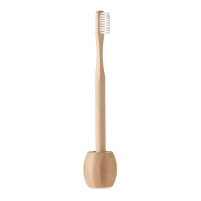 BAMBOO TOOTHBRUSH with Stand in Brown
