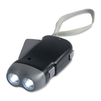 2 LED KINETIC DYNAMO DYNAMO TORCH in Black