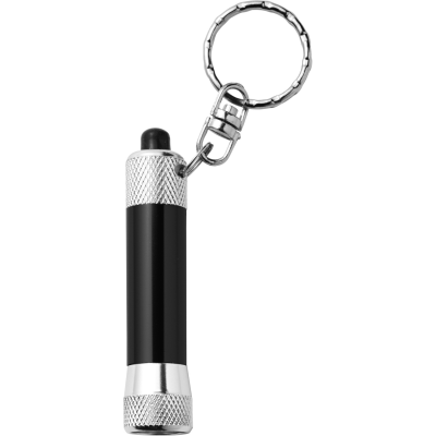 ALUMINIUM METAL LED TORCH KEYRING in Black