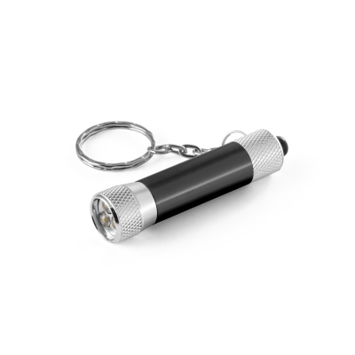 LERGAN ALUMINIUM METAL KEYRING with a 3 LED Torch in Black