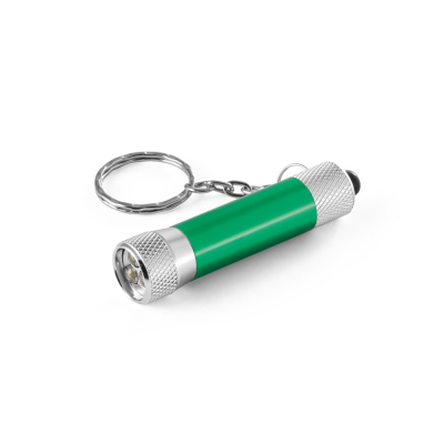LERGAN ALUMINIUM METAL KEYRING with a 3 LED Torch in Green