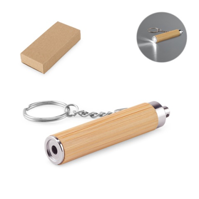RACHEL BAMBOO AND ABS KEYRING with LED Torch