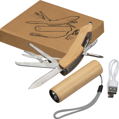 SET TORCH + POCKET KNIFE OLDHAM in Beige 