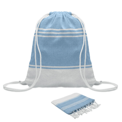 HAMMAM TOWEL DRAWSTRING SET in Blue