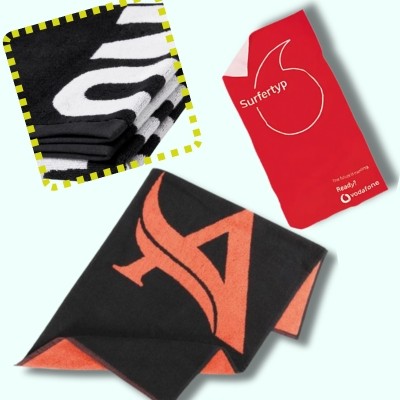 JACQUARD WOVEN COTTON TERRY BEACH TOWEL: Bi-colour