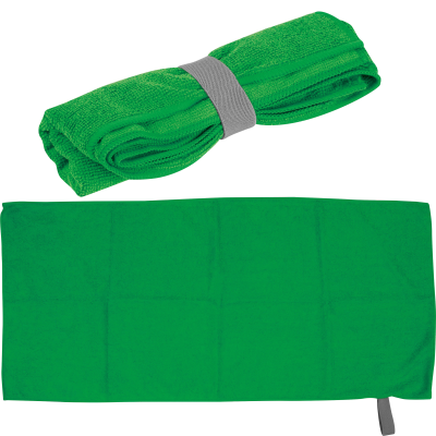 MICROFIBRE TOWEL with Elastic Elastic Rubber Band in Green 