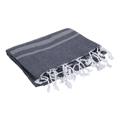 OXIOUS HAMMAM TOWELS - VIBE LUXURY COLOUR STRIPE in Navy & Grey