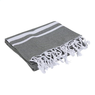 OXIOUS HAMMAM TOWELS - VIBE LUXURY WHITE STRIPE in Khaki