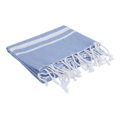 OXIOUS HAMMAM TOWELS - VIBE LUXURY WHITE STRIPE in Light Blue