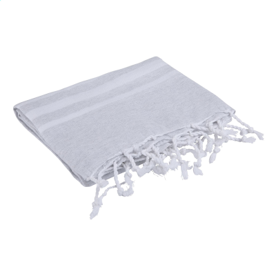 OXIOUS HAMMAM TOWELS - VIBE LUXURY WHITE STRIPE in Light Grey