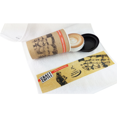 PERSONALIZED PRINTED BORDER TOWEL in a Custom Die Cut Box