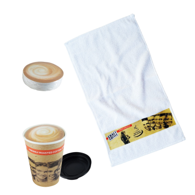 PERSONALIZED PRINTED BORDER TOWEL in a Tin (30X50 Cm)