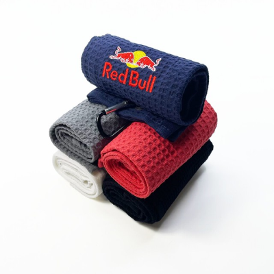 WAFFLE EMBROIDERED TRI-FOLD GOLF TOWEL