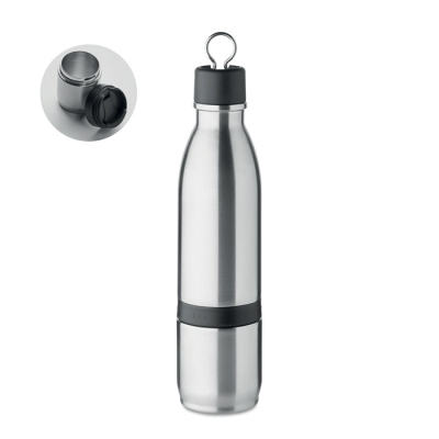 2 in 1 Double Wall Bottle 500Ml in Silver