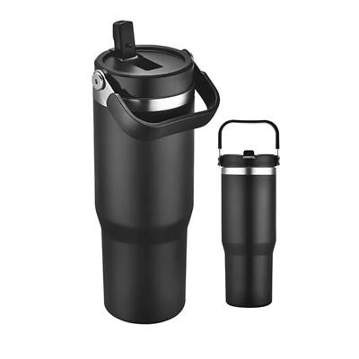 30OZ STAINLESS STEEL METAL TUMBLER with Straw Lid