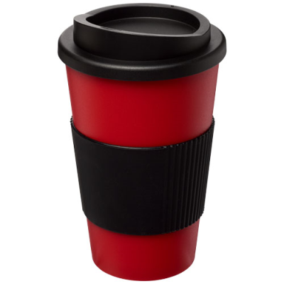 AMERICANO® 350 ML THERMAL INSULATED TUMBLER with Grip in Red & Solid Black