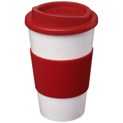 AMERICANO® 350 ML THERMAL INSULATED TUMBLER with Grip in White & Red