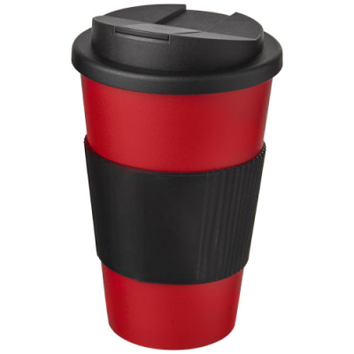 AMERICANO® 350 ML TUMBLER with Grip & Spill-Proof Lid in Red & Solid Black
