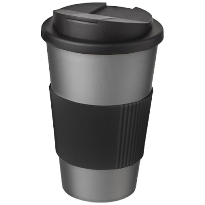 AMERICANO® 350 ML TUMBLER with Grip & Spill-Proof Lid in Silver & Solid Black