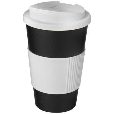 AMERICANO® 350 ML TUMBLER with Grip & Spill-Proof Lid in Solid Black & White