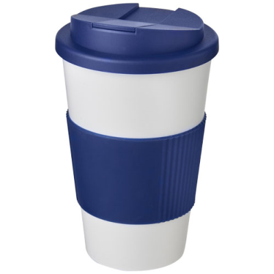 AMERICANO® 350 ML TUMBLER with Grip & Spill-Proof Lid in White & Blue