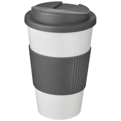 AMERICANO® 350 ML TUMBLER with Grip & Spill-Proof Lid in White & Grey