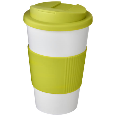 AMERICANO® 350 ML TUMBLER with Grip & Spill-Proof Lid in White & Lime