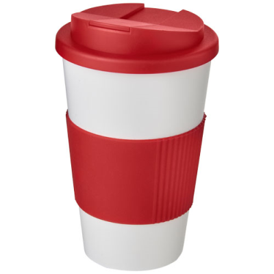 AMERICANO® 350 ML TUMBLER with Grip & Spill-Proof Lid in White & Red