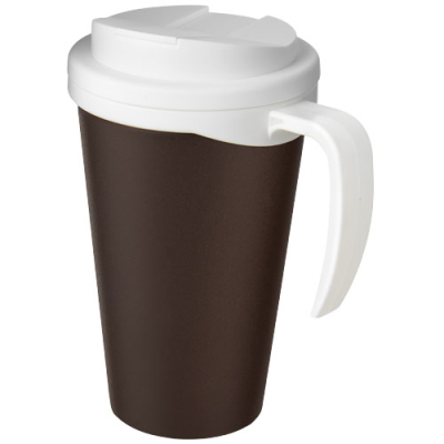 AMERICANO® GRANDE 350 ML MUG with Spill-Proof Lid in Brown & White