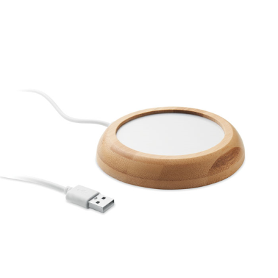 BAMBOO MUG WARMER with USB in Brown