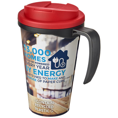 BRITE-AMERICANO® GRANDE 350 ML MUG with Spill-Proof Lid in Solid Black & Red