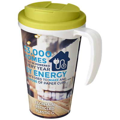 BRITE-AMERICANO® GRANDE 350 ML MUG with Spill-Proof Lid in White & Lime