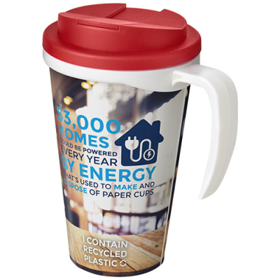 BRITE-AMERICANO® GRANDE 350 ML MUG with Spill-Proof Lid in White & Red