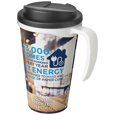 BRITE-AMERICANO® GRANDE 350 ML MUG with Spill-Proof Lid in White & Solid Black