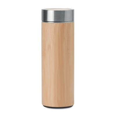 DOUBLE WALL BAMBOO FLASK 400ML in Brown