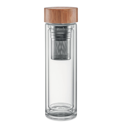 DOUBLE WALL GLASS BOTTLE 400ML in Transparent