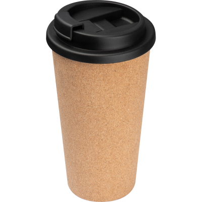 DOUBLE-WALLED LEAKPROOF MUG with Cork Coating in Beige