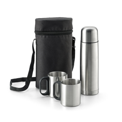 DURANT STAINLESS STEEL METAL THERMOS AND MUG SET SET in Silver
